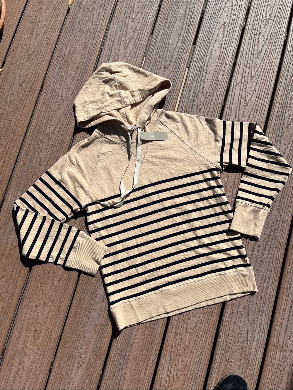 New with Tags J.Crew Nautical Stripe Hood Sweatshirt